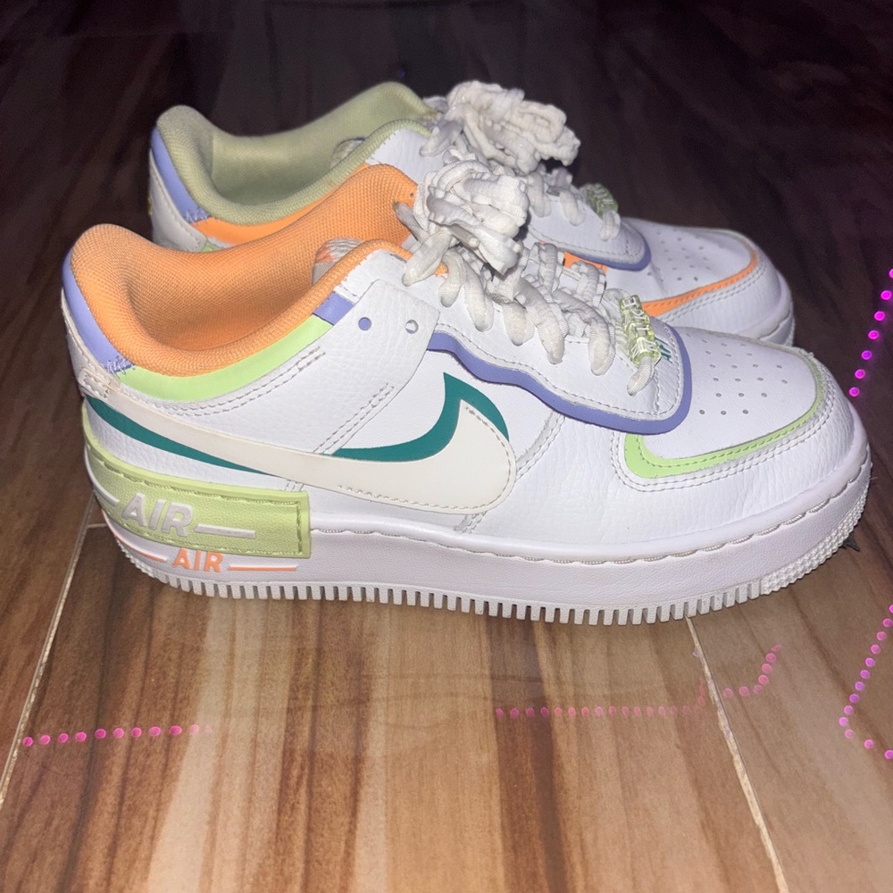Nike White and Orange Sneakers with Layered Design